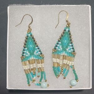 Handcrafted Beaded Earrings with Gold Accents